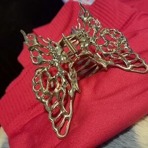 Beautiful Silver Heavy Metal Butterfly Hair Clip